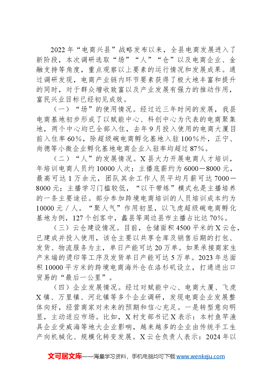 关于X县电商产业发展的调研报告.docx,第3页预览