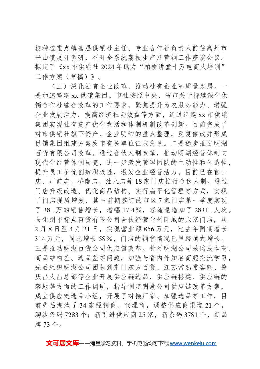 在xx市供销社系统2024年综合业绩考核暨市社直属企业商流计划工作会议上的讲话.docx,第3页预览