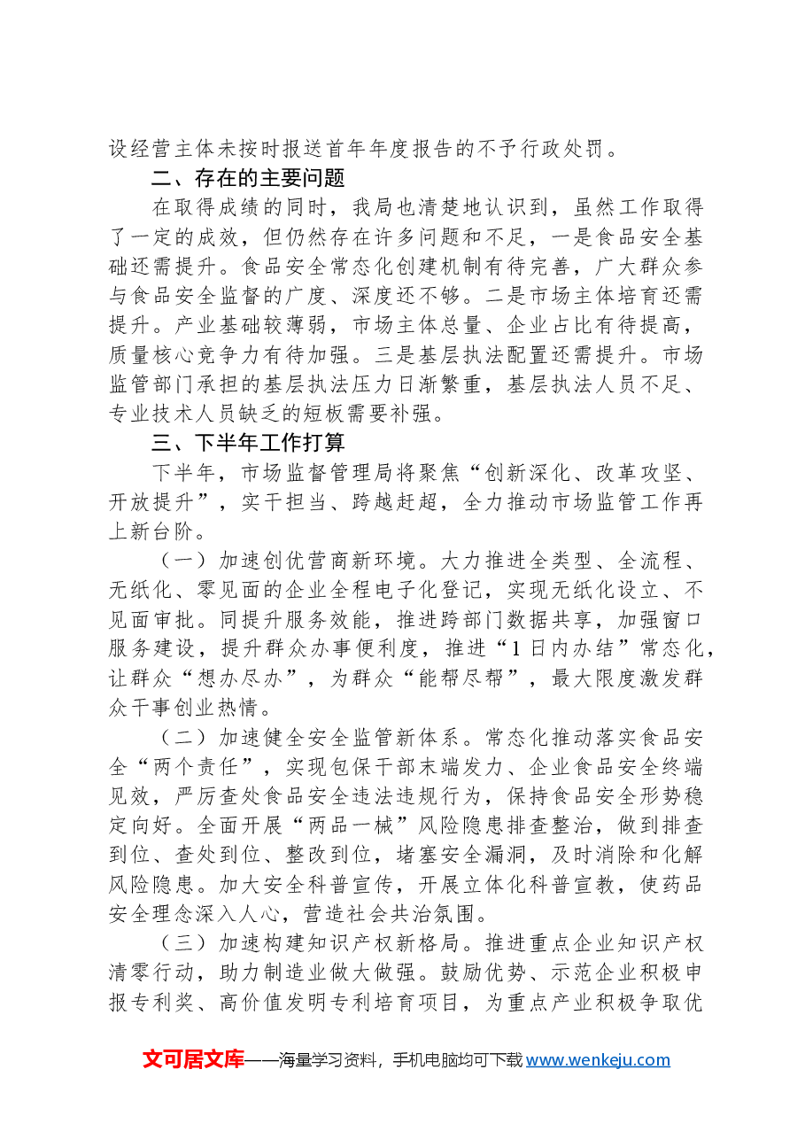 市场监管局2024年上半年工作总结和下半年工作计划.docx,第4页预览