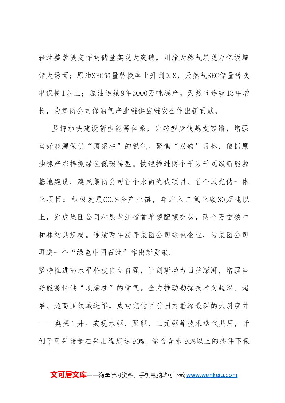 （6篇）贯彻落实能源安全新战略座谈会暨第七届石油精神（大庆精神铁人精神） 论坛交流发言材料汇编.doc，第3页预览