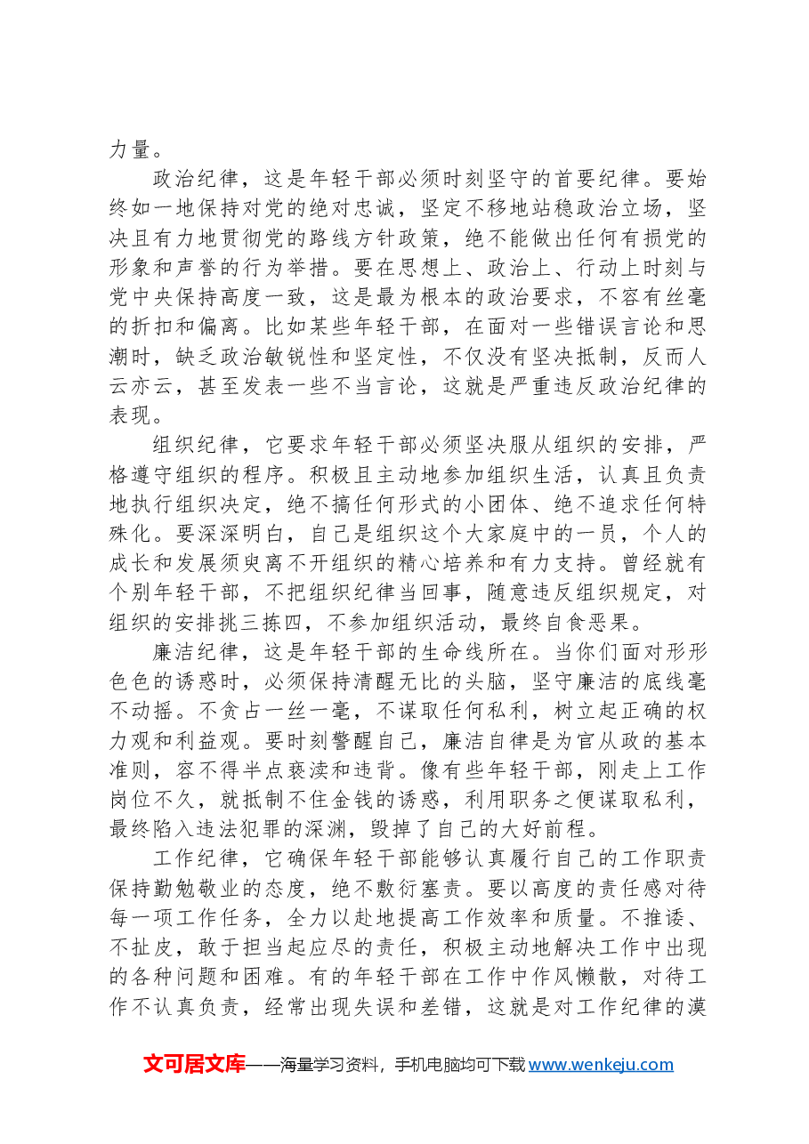 年轻干部纪律教育专题党课:坚守纪律,让青春在使命中绽放.docx,第2页预览