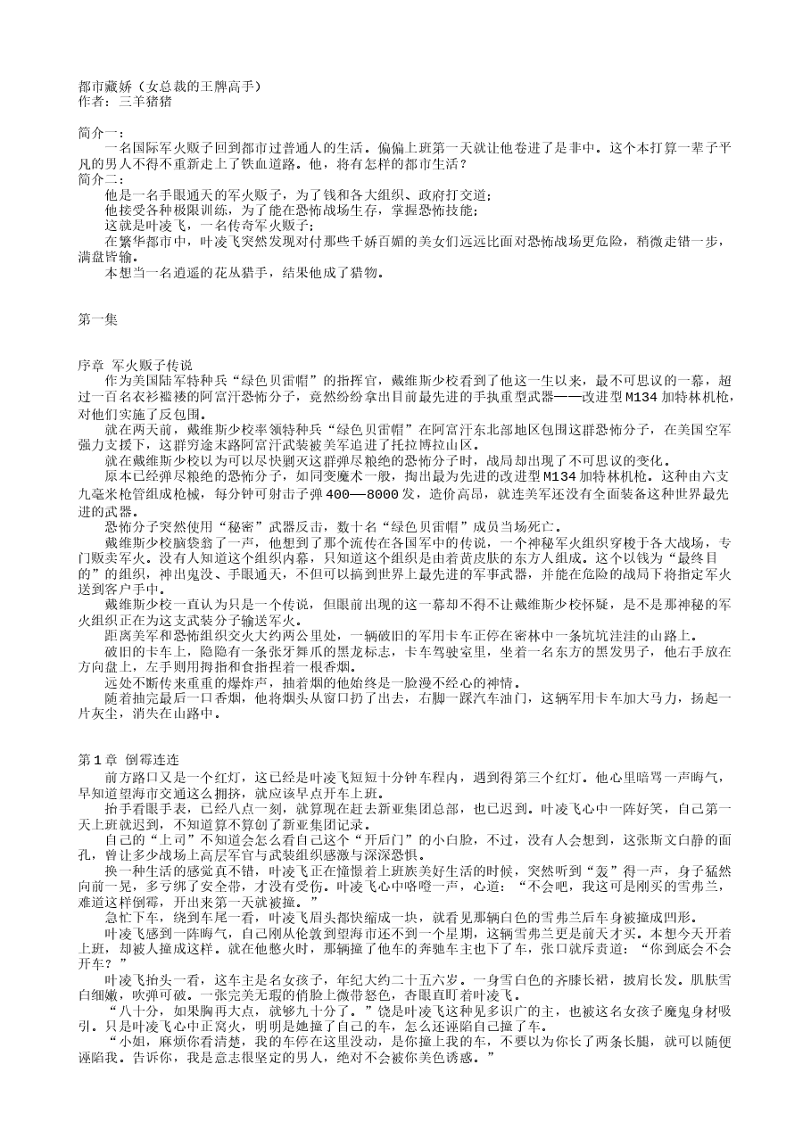 女总裁的王牌高手.txt,第1页预览