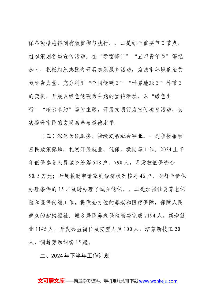 乡镇2024年上半年工作总结和下半年工作计划.docx，第4页预览