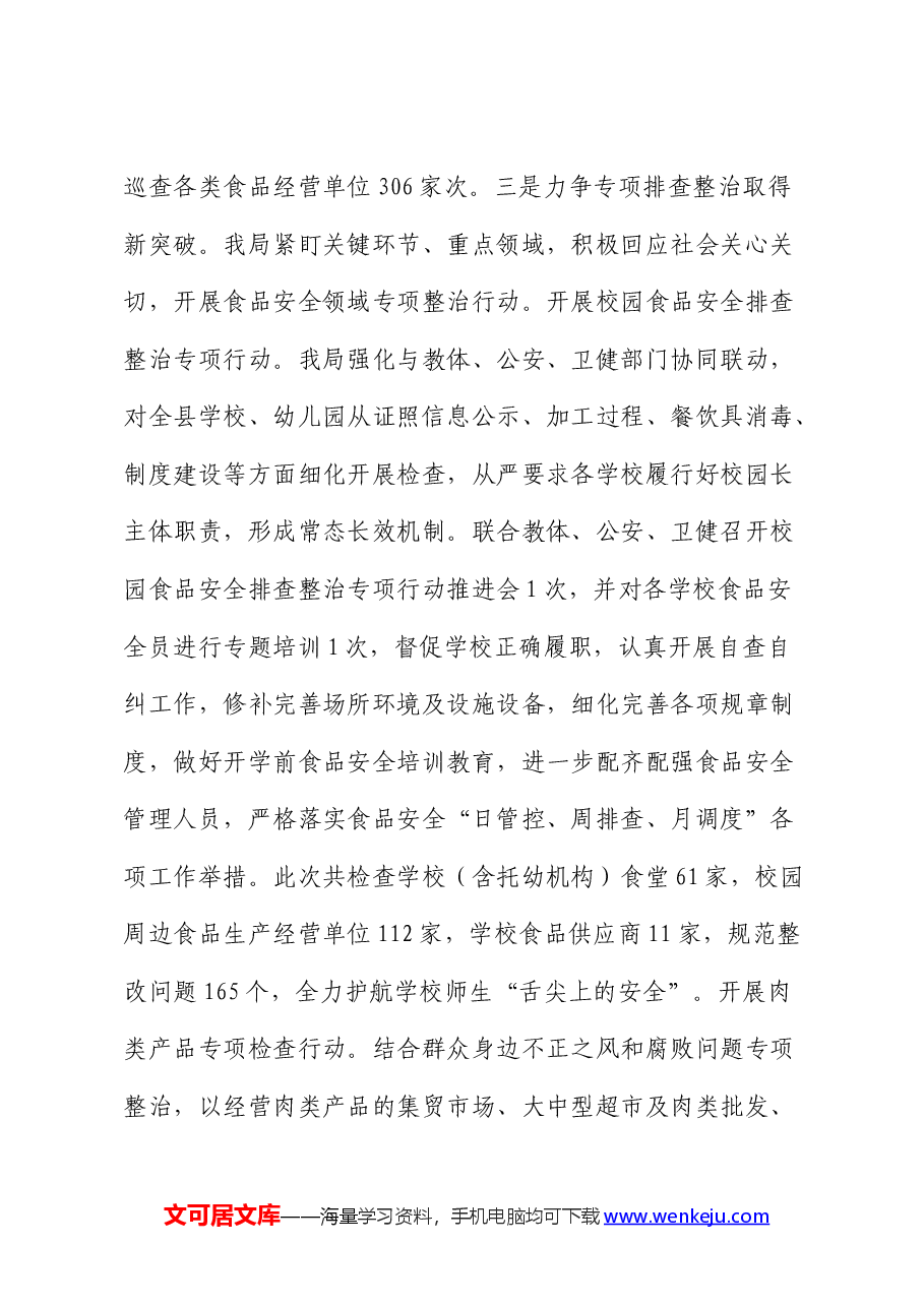 食品药品安全工作总结(市场监管).docx,第4页预览