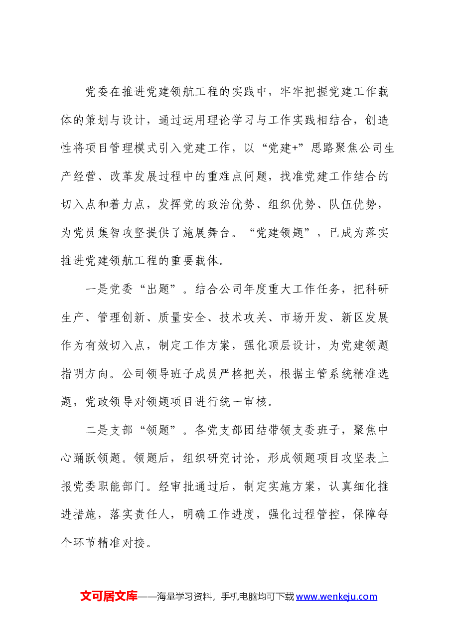 经验交流:科学规范党建领题 促进党建效能提升.docx,第2页预览