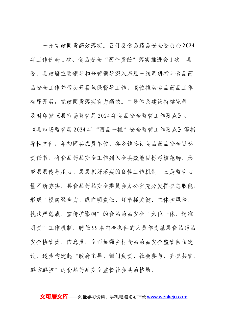 食品药品安全工作总结(市场监管).docx,第2页预览