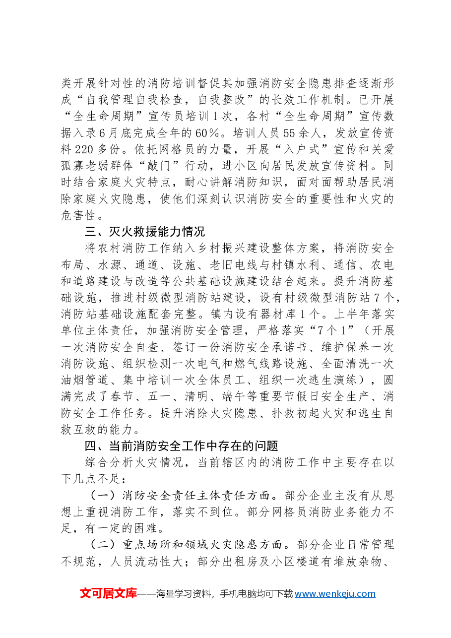镇人民政府2024上半年消防安全形势分析报告.docx，第3页预览