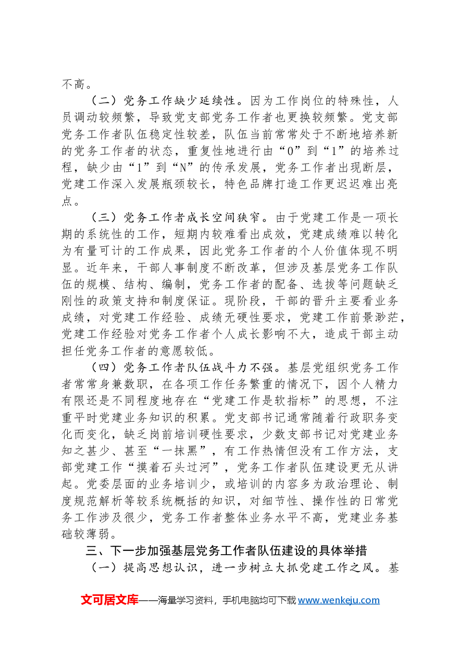 在基层党务工作者队伍建设会议讲话.docx,第2页预览