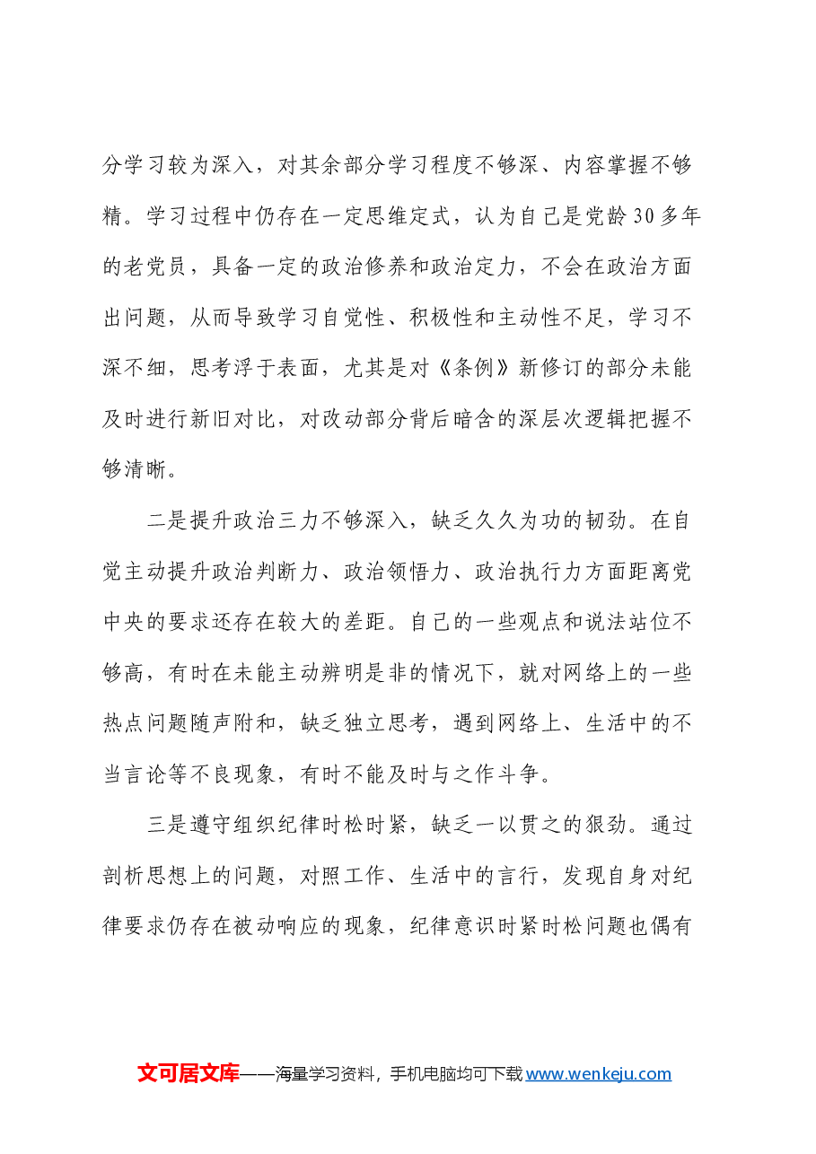 党纪学习教育个人政治纪律和政治规矩对照检查.docx,第4页预览