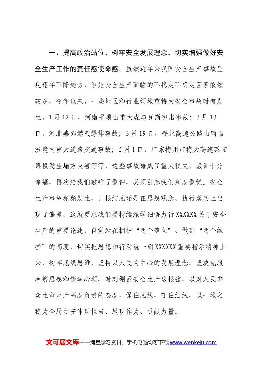 研讨材料:理论中心组学习关于安全生产的研讨材料.docx,第2页预览