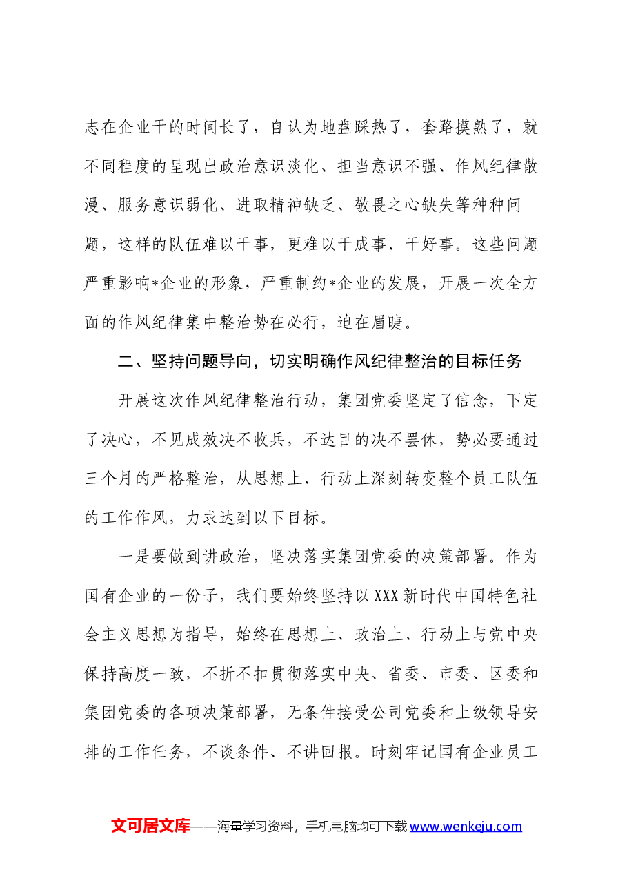 在集团作风纪律专项整治工作动员会上的讲话.docx,第3页预览