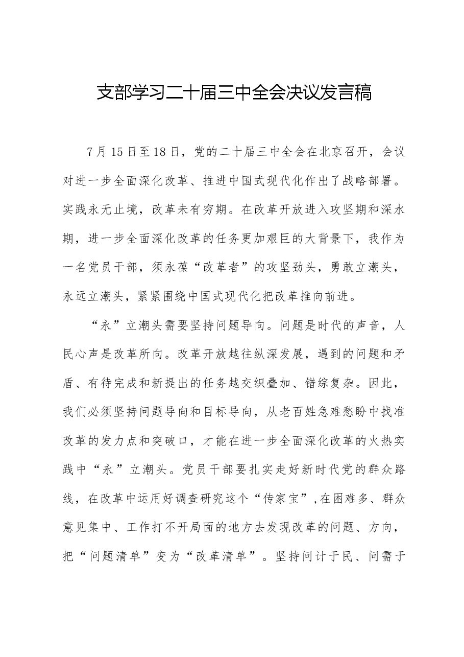 支部学习二十届三中全会决议发言稿.docx,第1页预览