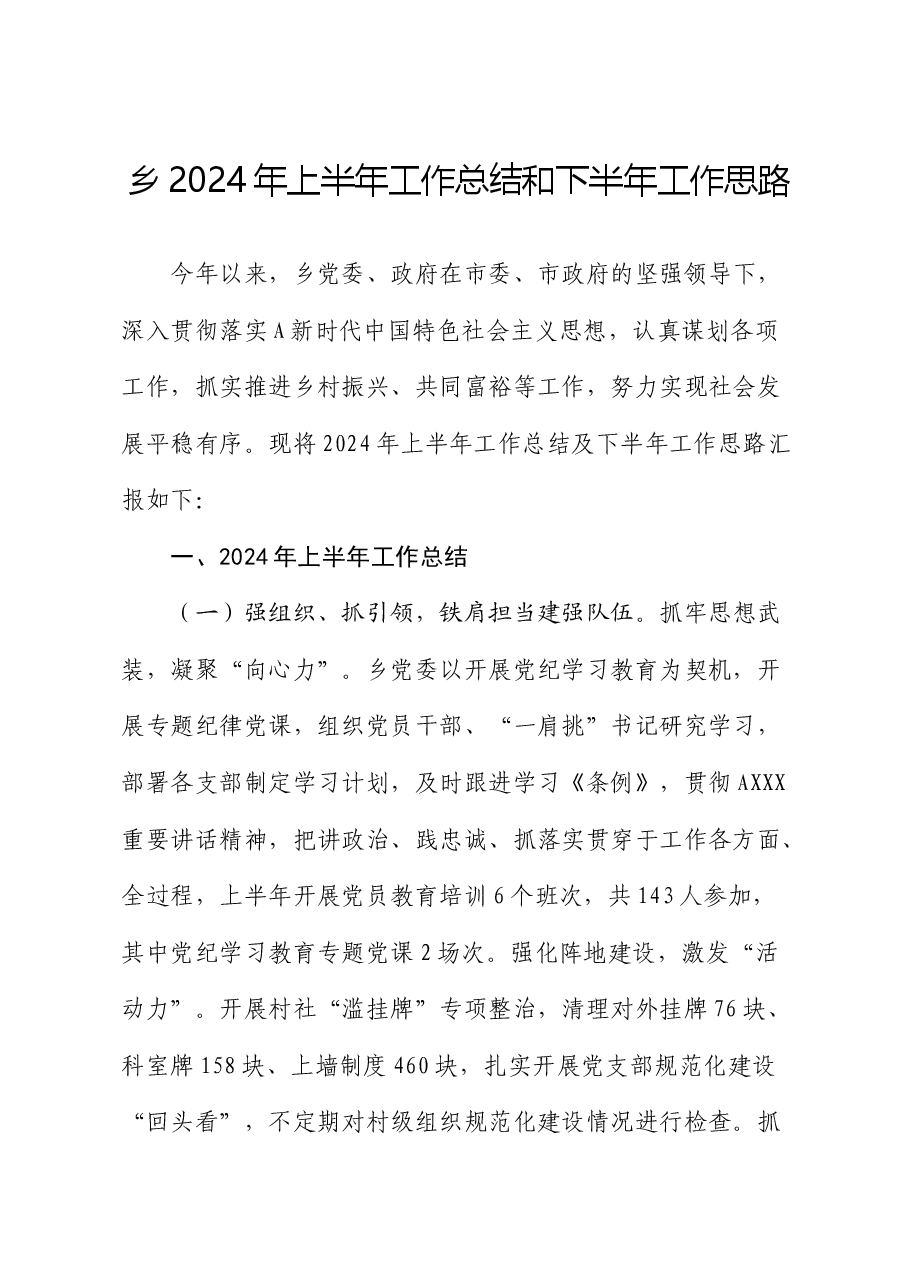 乡镇2024年上半年工作总结4.docx，第1页预览