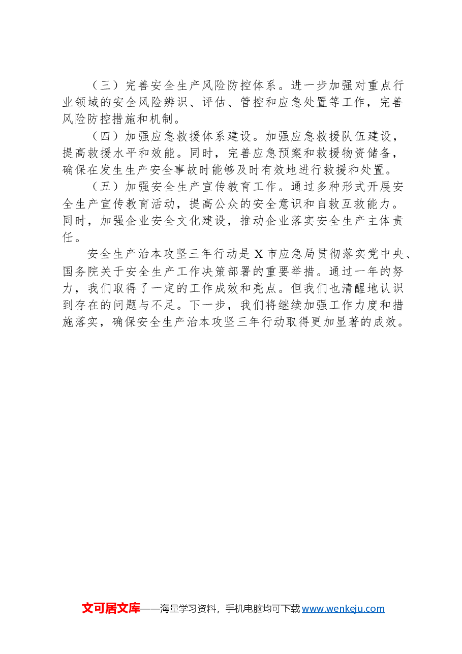 X市应急局2024年安全生产治本攻坚三年行动实施工作总结.docx,第4页预览