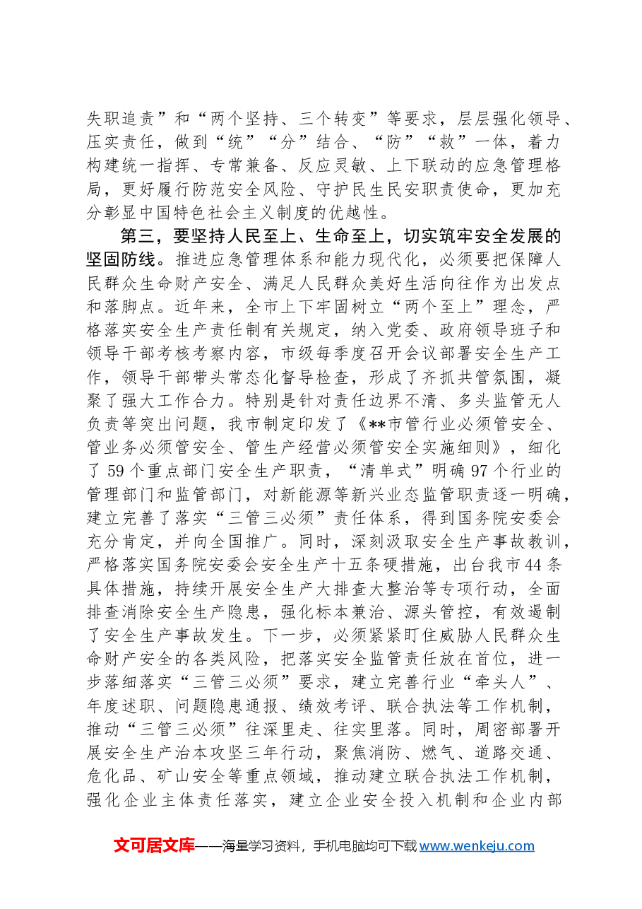 中心组发言：坚持忠诚履职守牢安全底线踔厉奋发推动应急管理事业高质量发展.docx，第3页预览