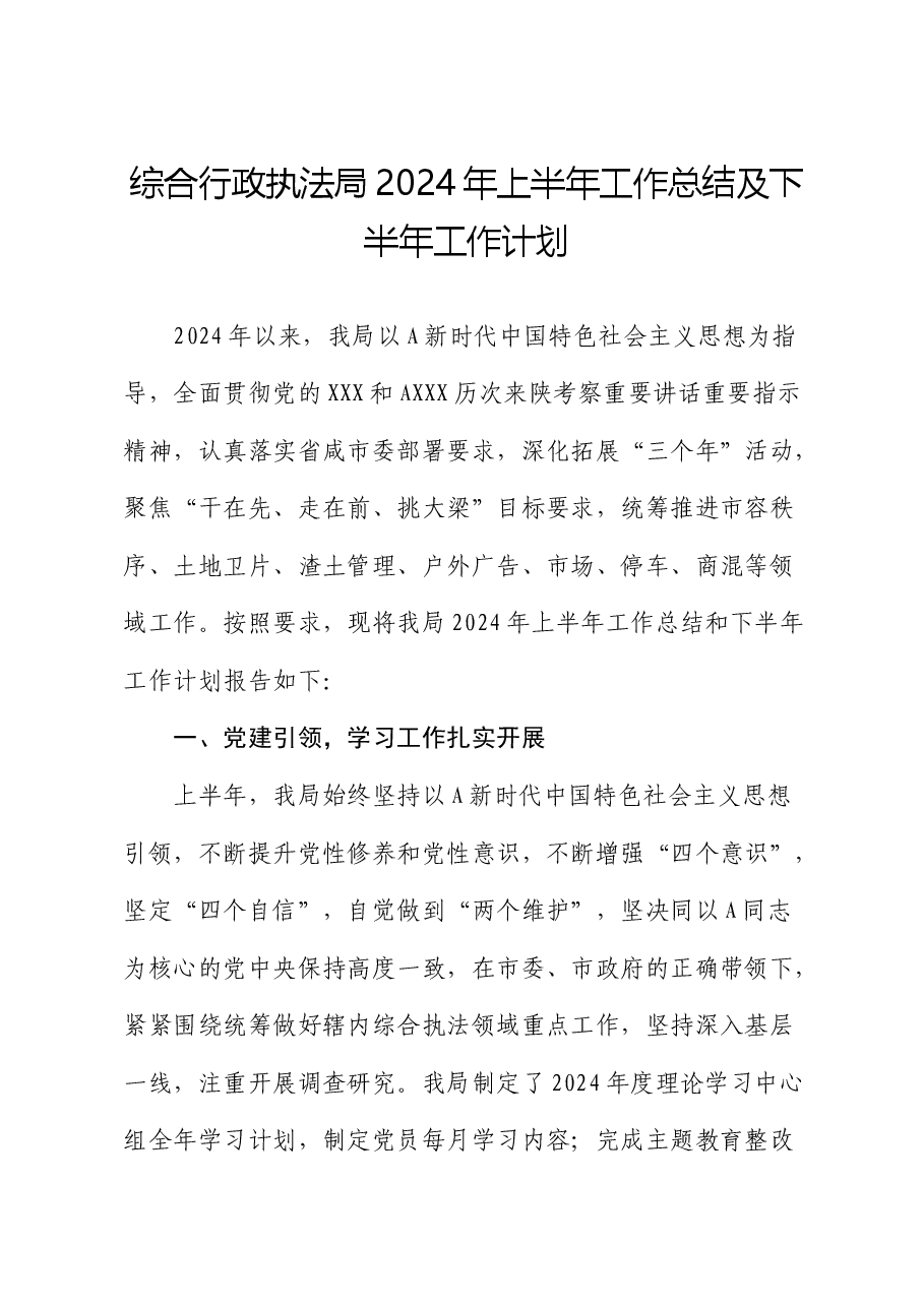 综合行政执法局2024年上半年工作总结2.docx,第1页预览