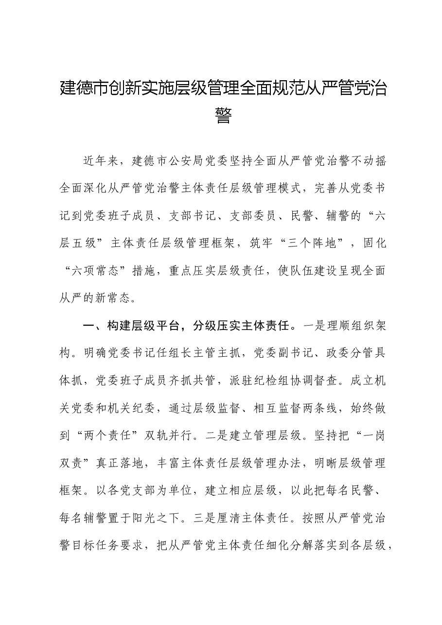 创新实施层级管理全面规范从严管党治警.docx,第1页预览