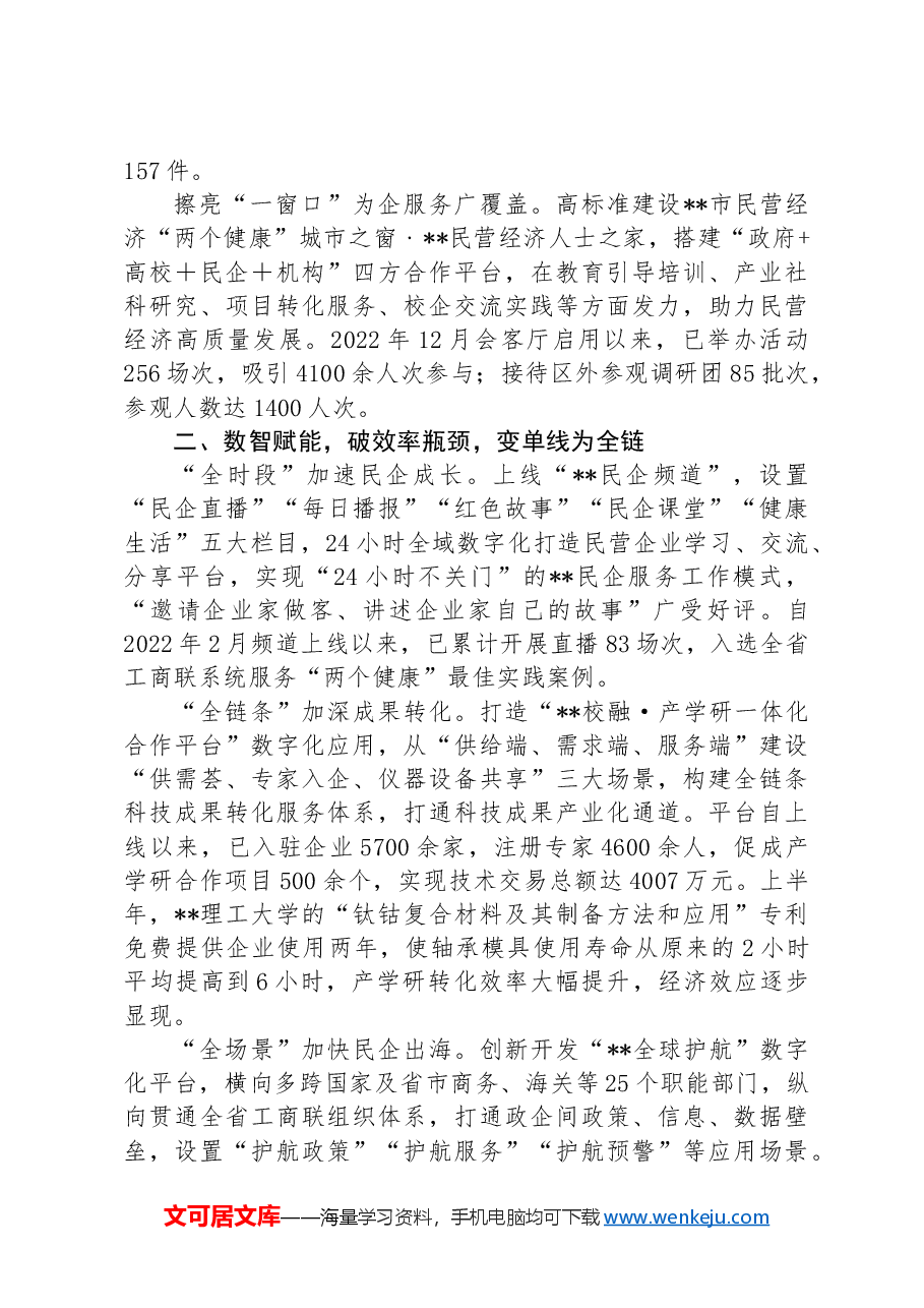 在2024年全市民营经济高质量发展座谈会上的汇报发言.docx，第2页预览