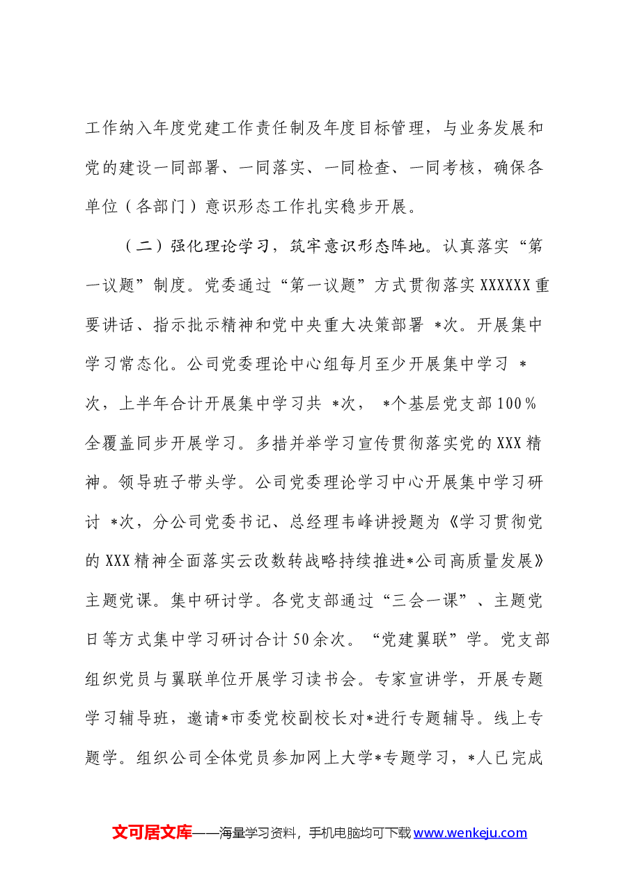 集团公司2024年上半年意识形态情况报告.docx,第2页预览