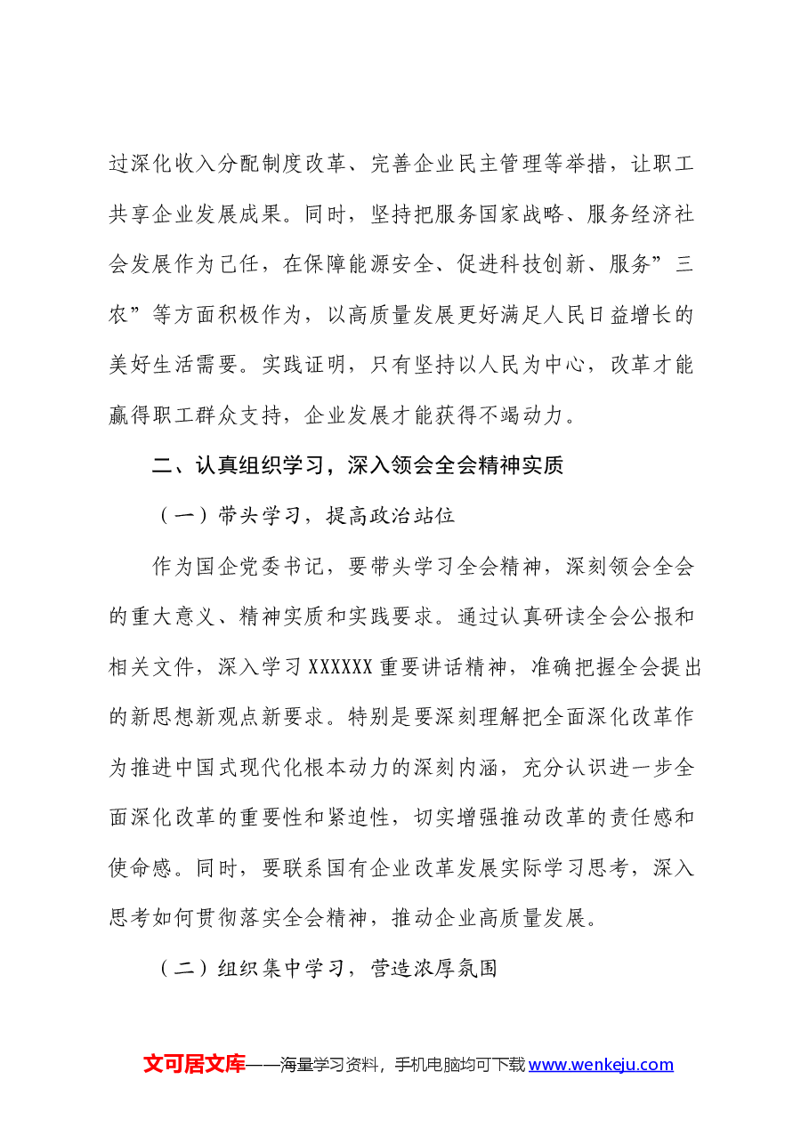 国企党委书记学习贯彻二十届三中全会精神研讨发言.docx,第3页预览