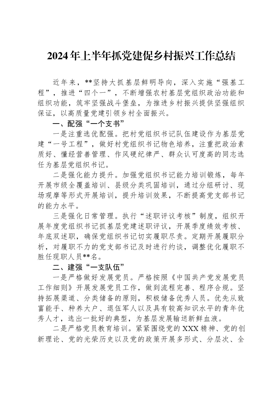 2024年上半年抓党建促乡村振兴工作总结.docx,第1页预览