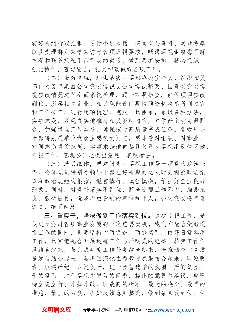 在集团公司党委巡视公司党委巡视迎检会上的讲话.docx,第3页预览