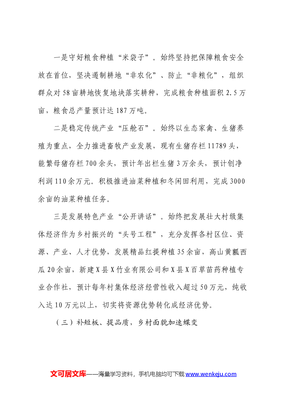 关于镇2024年半年工作情况的报告.docx，第3页预览