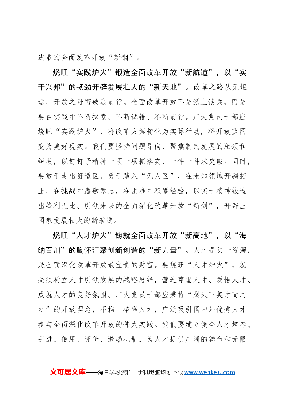 二十届三中全会心得体会:燃旺改革开放“炉火” 写意“高光时代”.docx,第2页预览