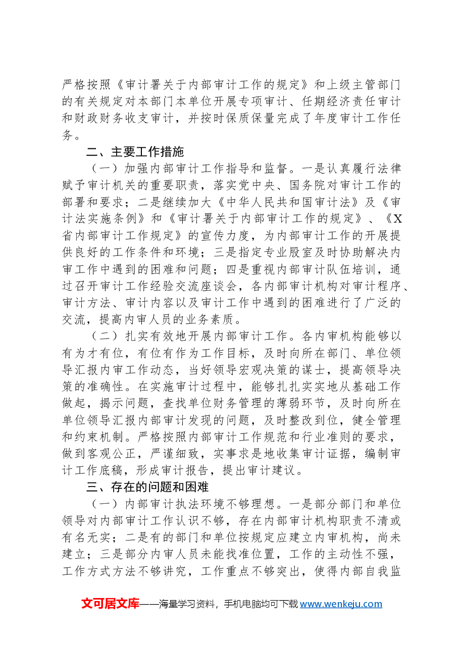 X县审计局2023年内部审计工作总结.docx,第3页预览
