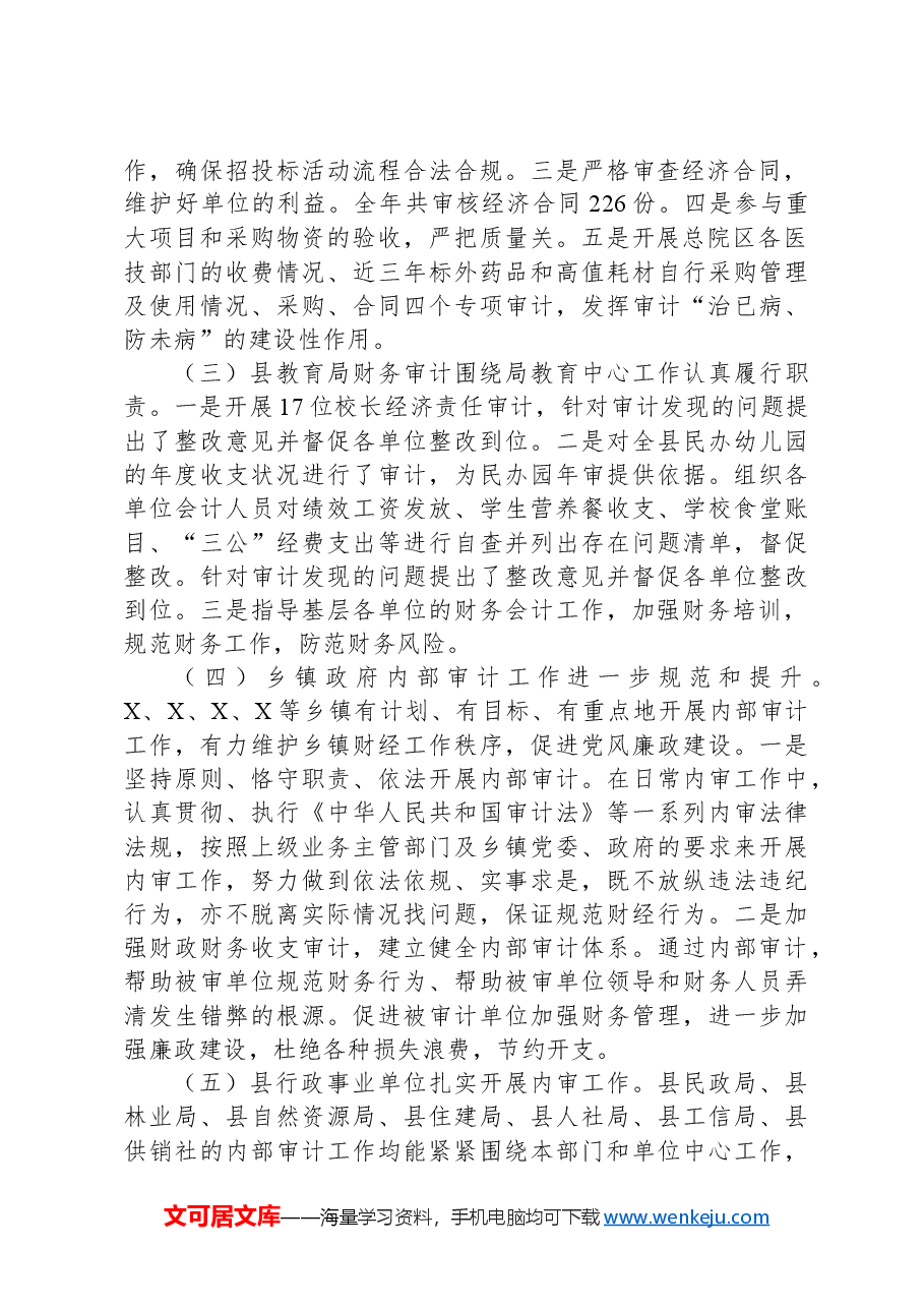 X县审计局2023年内部审计工作总结.docx,第2页预览
