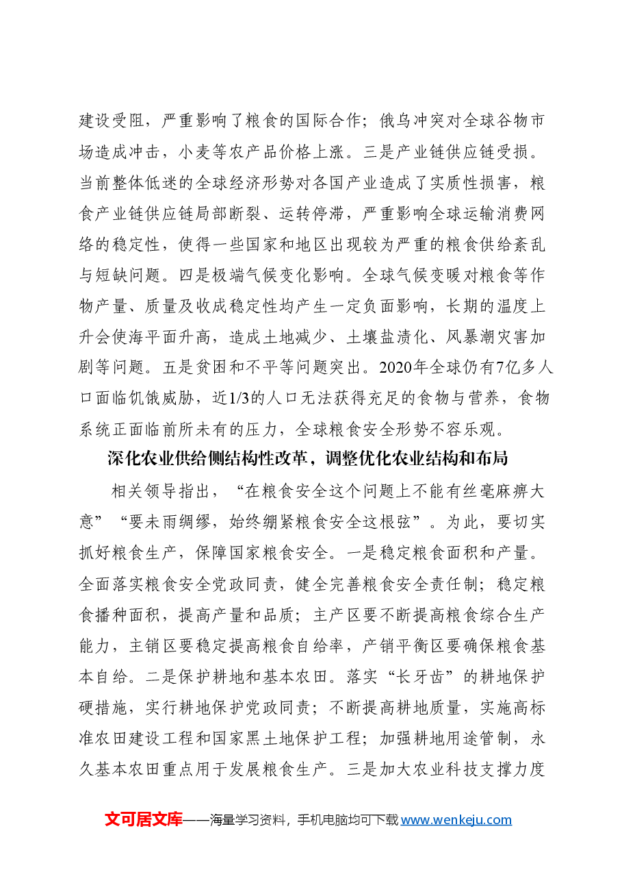 党课ppt+讲稿:守牢粮食安全底线 夯实国家安全基础.docx,第4页预览