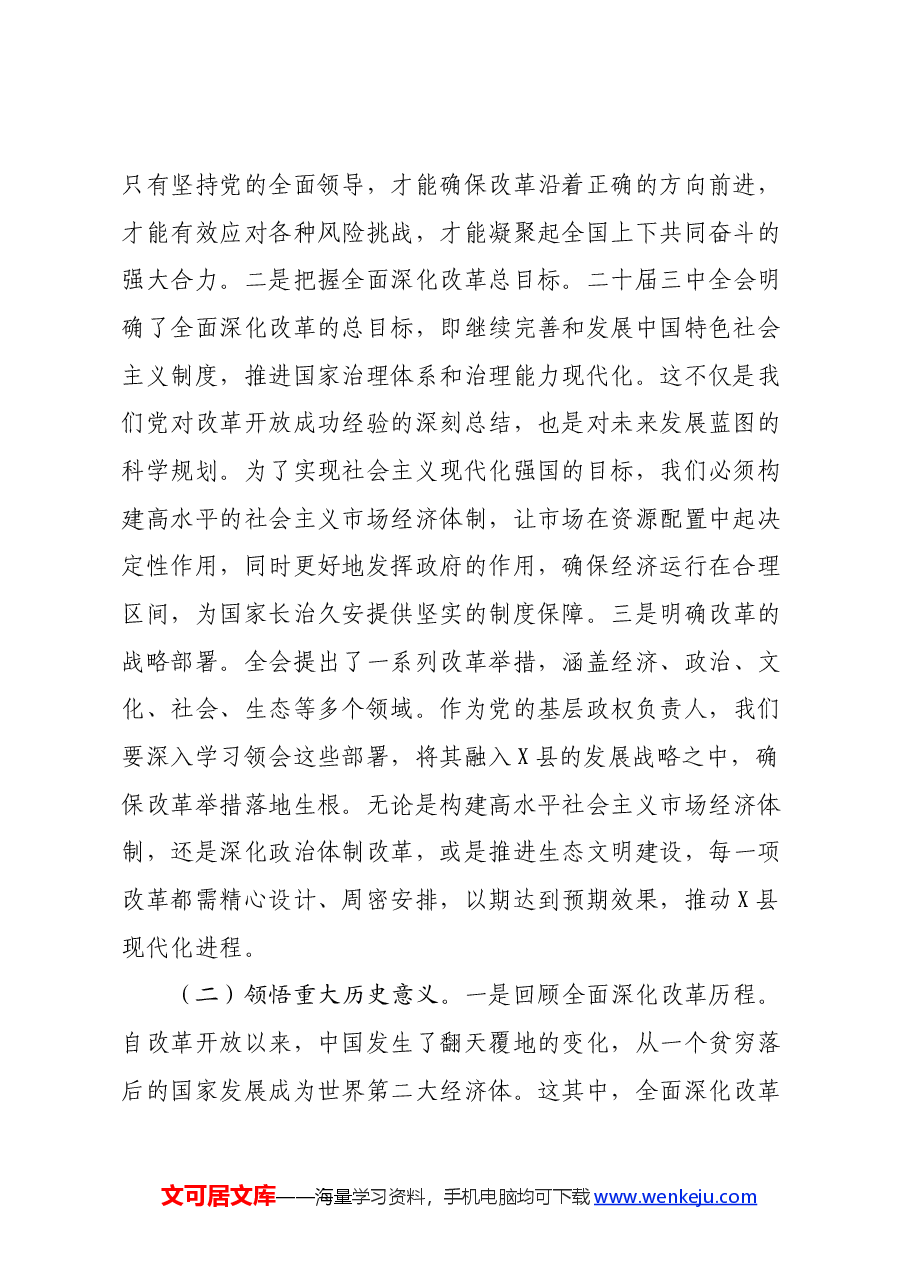 某县委书记学习二十届三中全会精神交流发言.docx,第2页预览