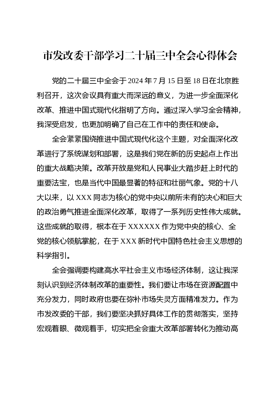 市发改委干部学习二十届三中全会心得体会.docx,第1页预览