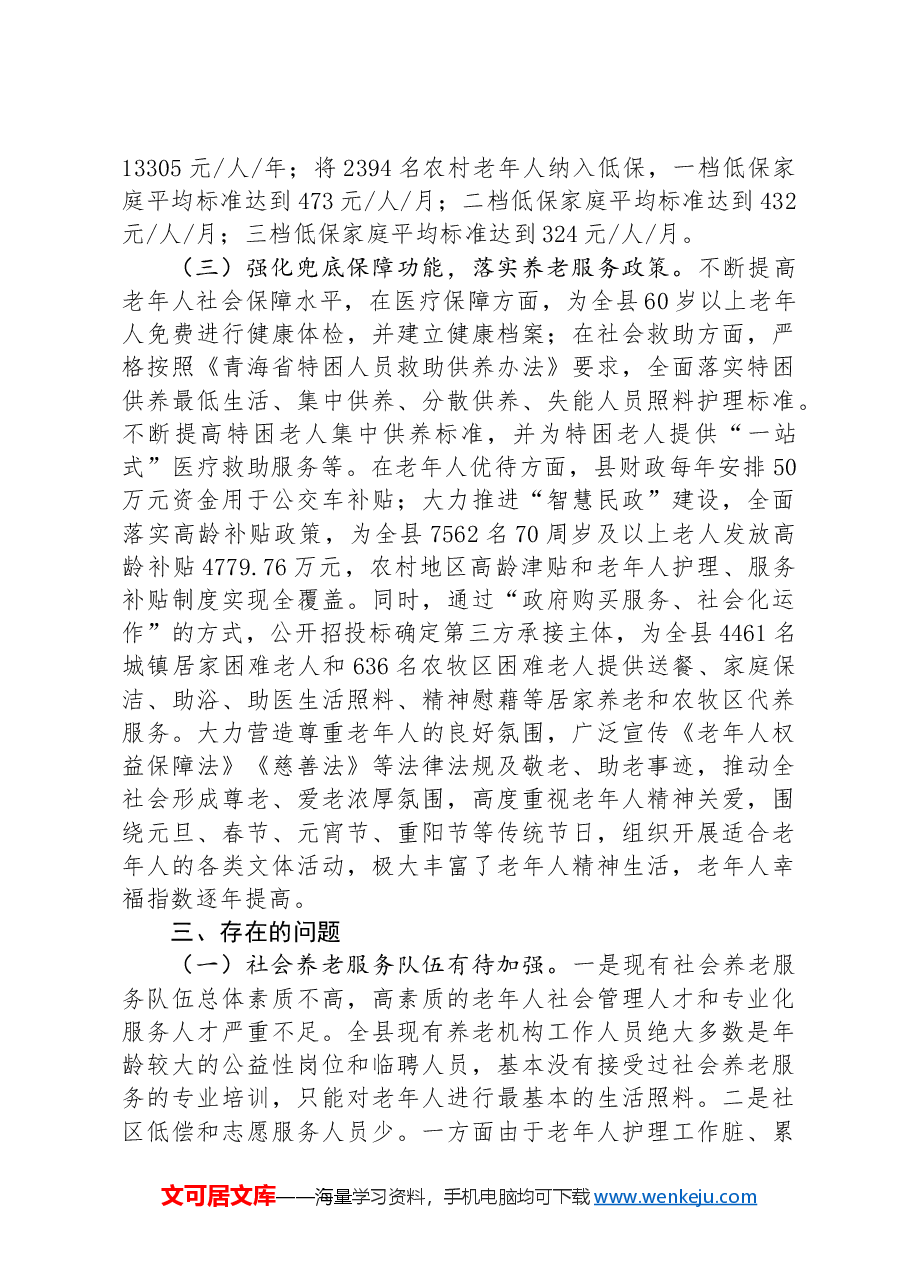 关于全县三级养老服务体系建设情况的调研报告.docx,第3页预览