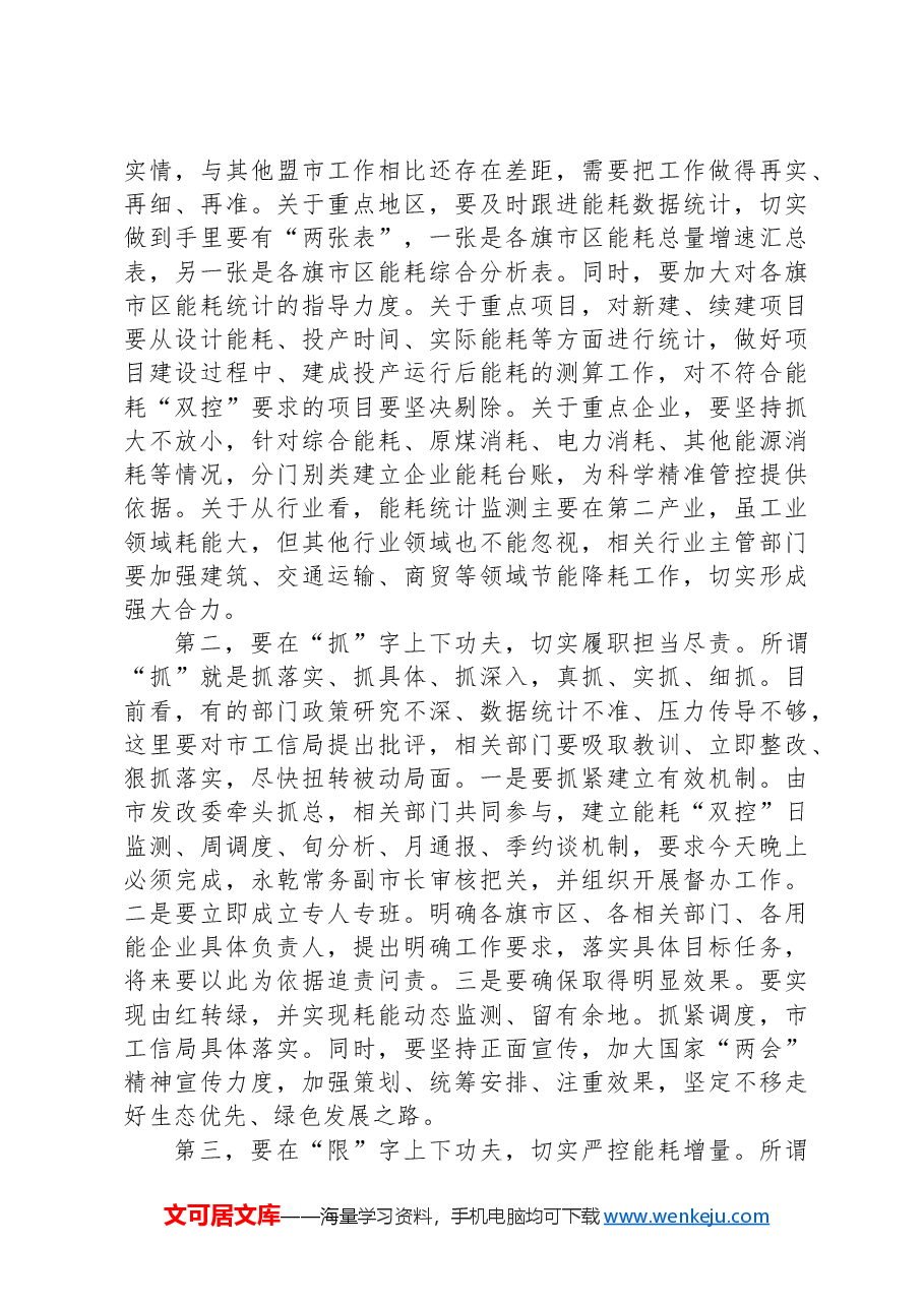 在全市能耗“双控”工作调度会上的讲话.docx,第2页预览