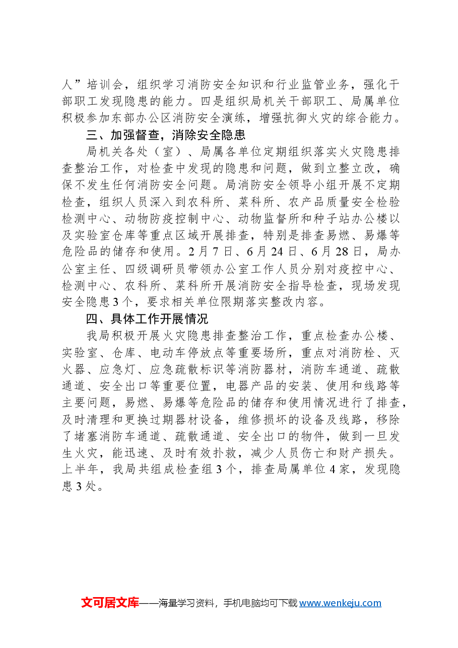 X市农业农村局关于2024年上半年火灾隐患排查整治工作的情况报告.docx,第2页预览