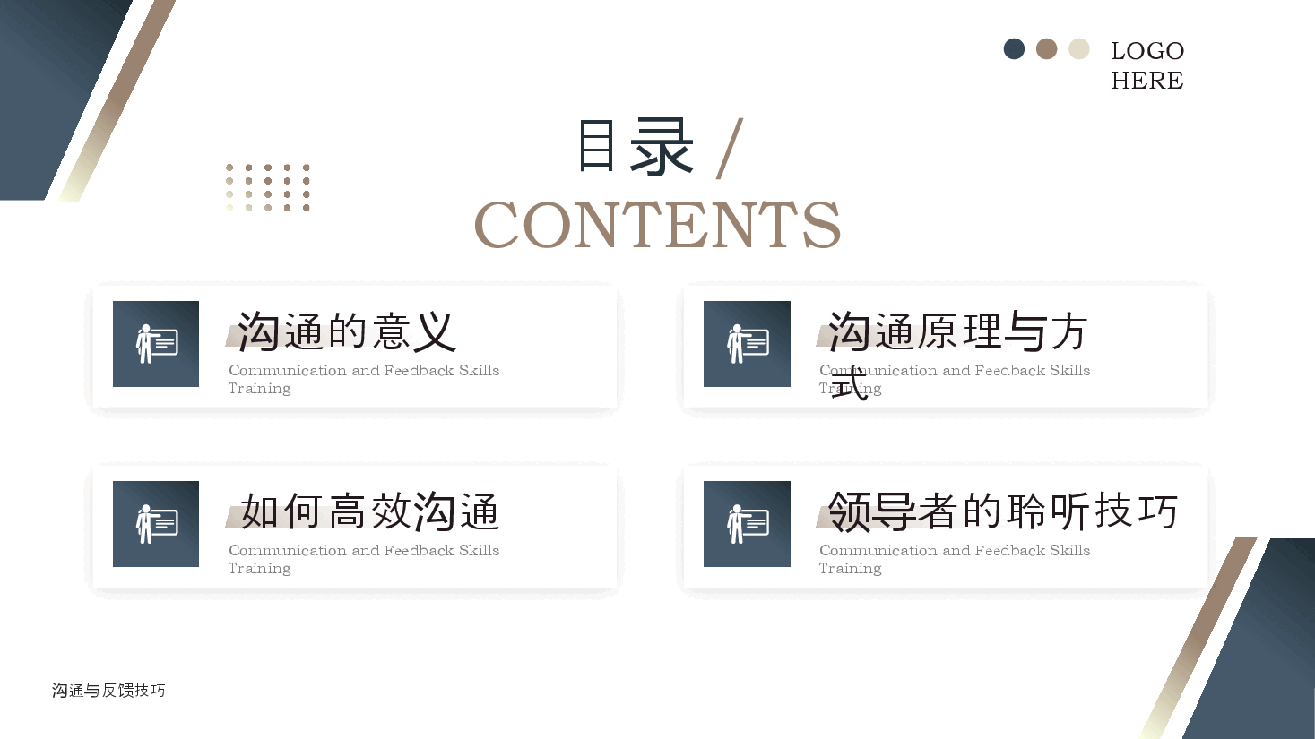蓝色简约风沟通与反馈技巧培训PPT模板.pptx,第2页预览
