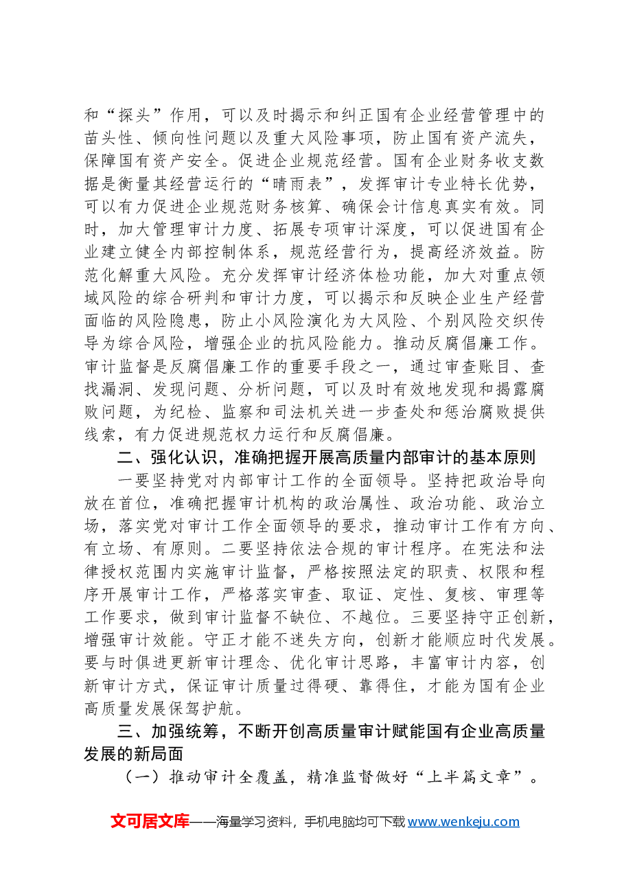 在2024年国有企业审计工作专题推进会上的讲话.docx,第2页预览