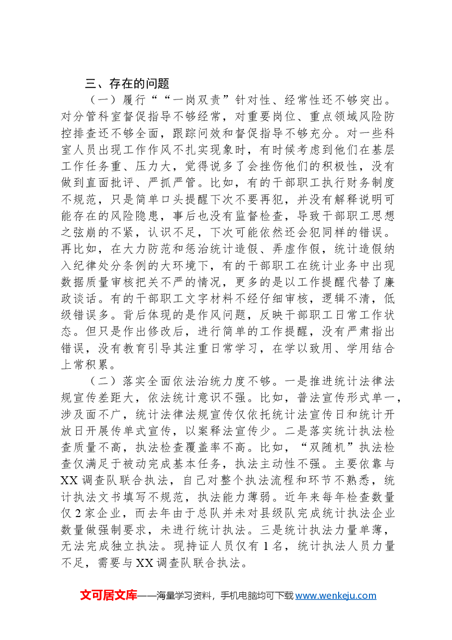 2024年上半年一岗双责情况汇报(国家统计局调查队).docx,第3页预览
