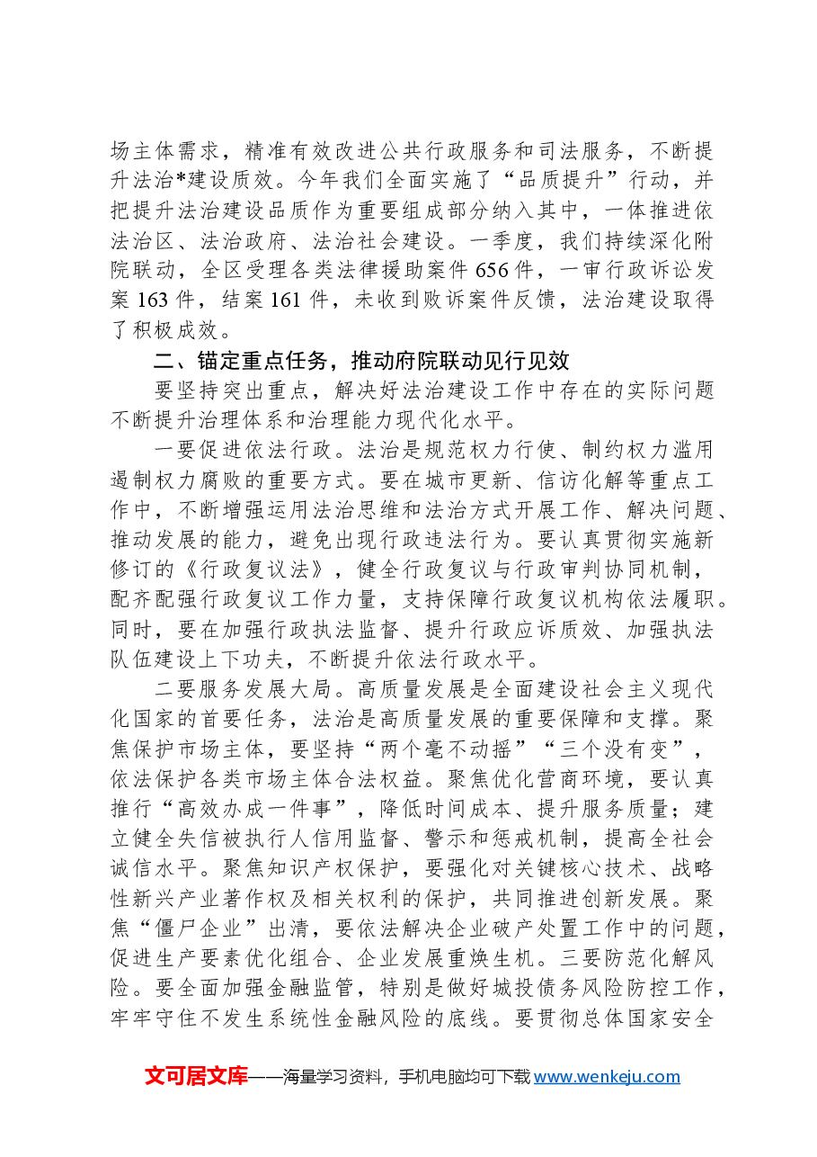 区委副书记、区长在2024年区府院联动工作第一次会议上的讲话.docx,第3页预览