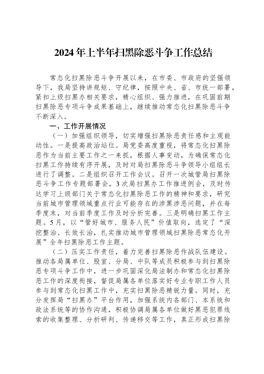 2024年上半年扫黑除恶斗争工作总结.docx,第1页预览
