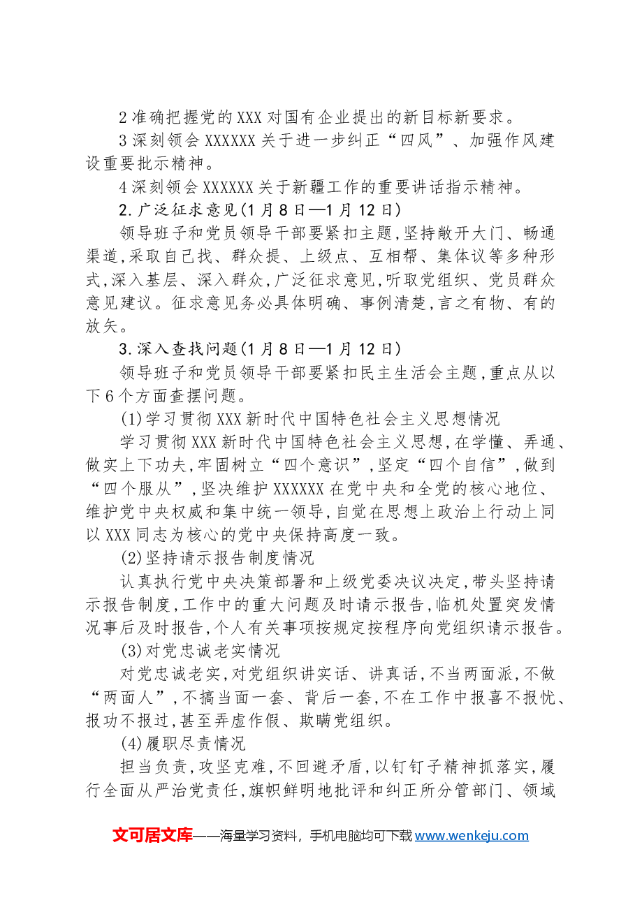 2024年度党员领导干部民主生活会工作方案.docx,第2页预览