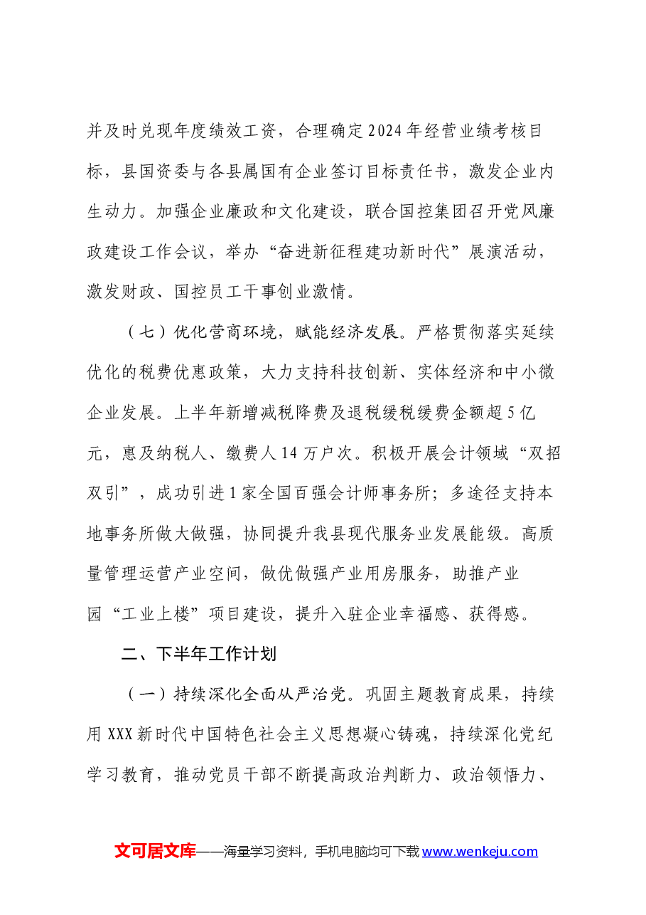 财政局2024年上半年工作总结和下半年工作计划.docx,第4页预览