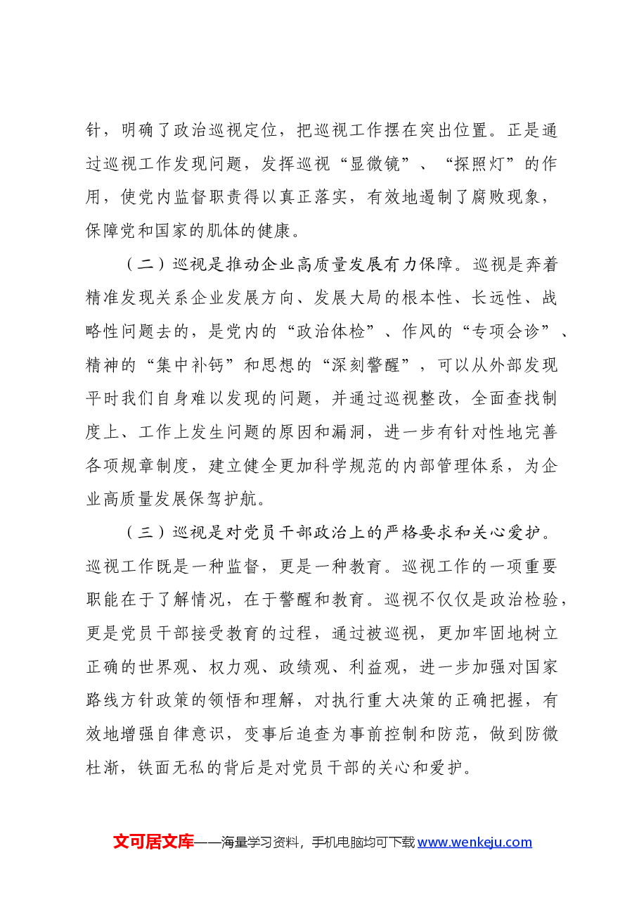 国企党委巡视公司党委巡视迎检会上的讲话.docx,第2页预览