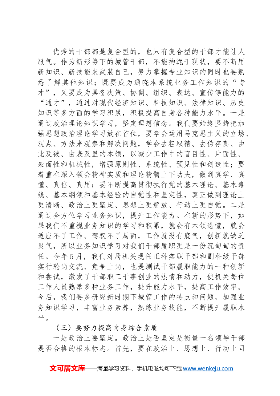城管局长在干部教育培训班上的讲话.docx，第4页预览