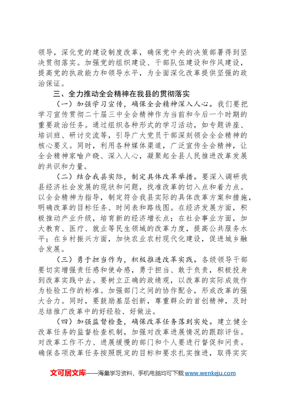 县委宣传部长讲稿:深入学习贯彻二十届三中全会精神,共谱县域发展新篇章.docx,第3页预览