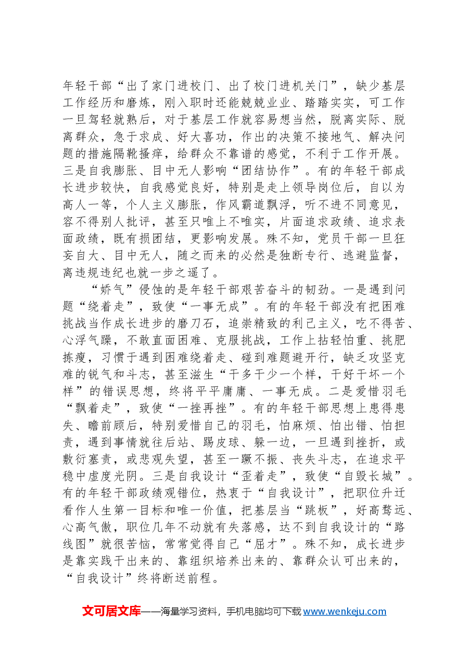 党课:年轻干部要摒弃“骄娇”二气,自觉做勇于担当作为的不懈奋斗者.docx,第4页预览