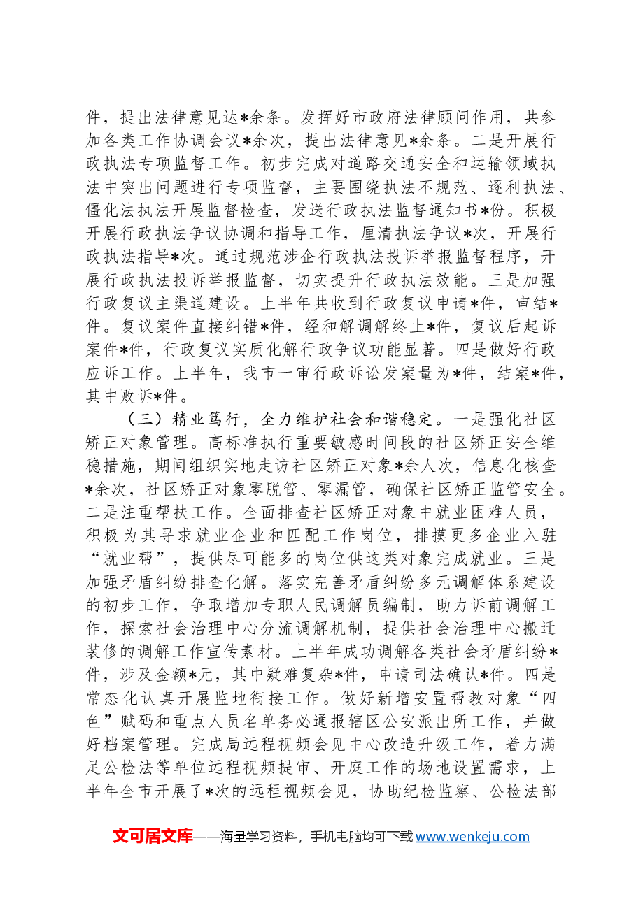 某市司法局2024年上半年工作总结.docx,第2页预览