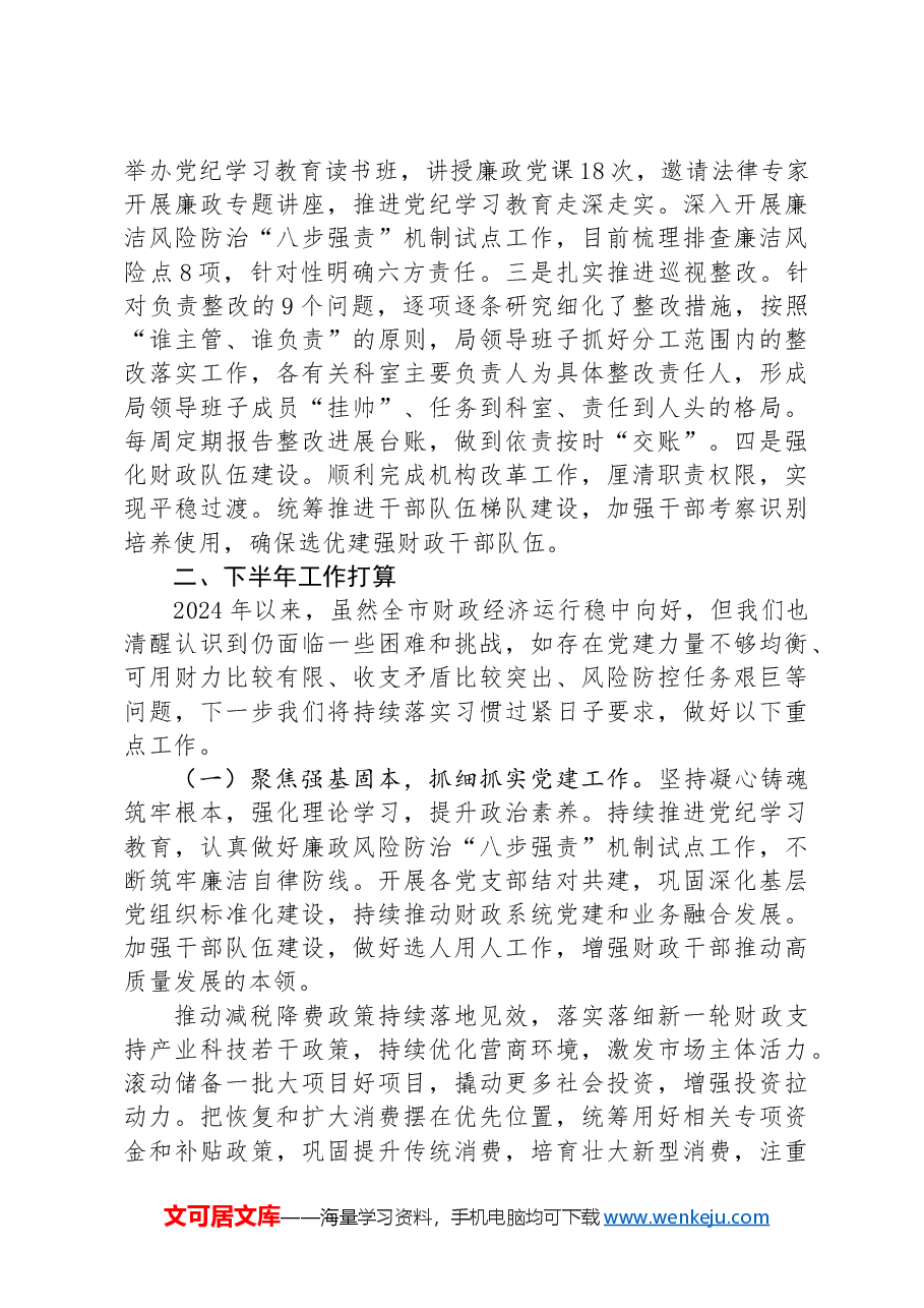市财政局2024年上半年工作总结及下半年工作打算.docx,第4页预览