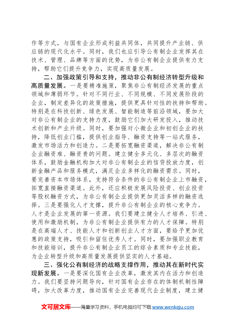 党课讲稿:贯彻“两个毫不动摇”,推动经济社会全面发展.docx,第2页预览